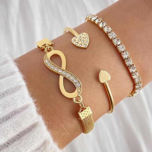 Golden Rhinestone Bracelet Set - Picture 3 of 5